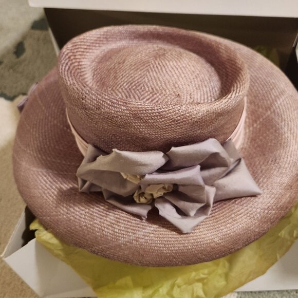 100%  straw David Dunkley Fine Millinery hat size 56 cm hand made in Canada - Picture 7 of 9